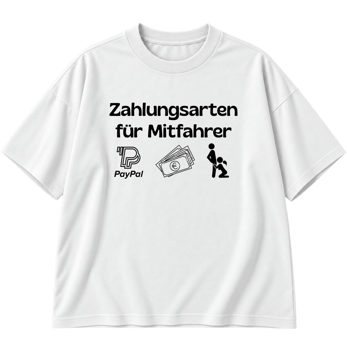 Zahlungsarten für Mitfahrer Männer Edition Oversized T-Shirt