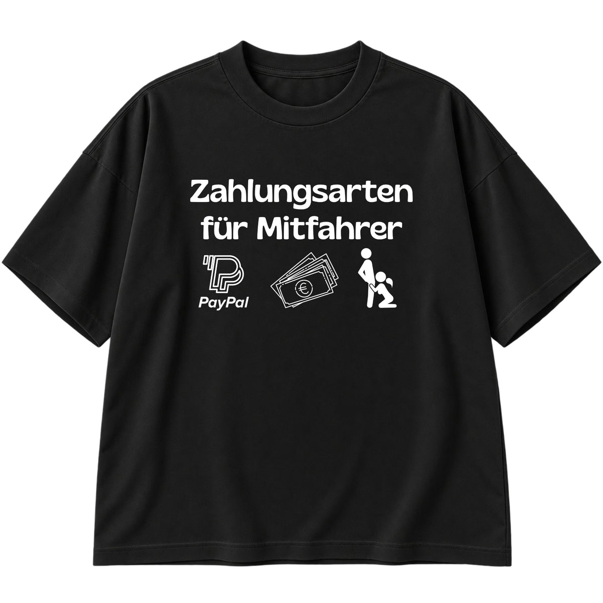 Zahlungsarten für Mitfahrer Männer Edition Oversized T-Shirt